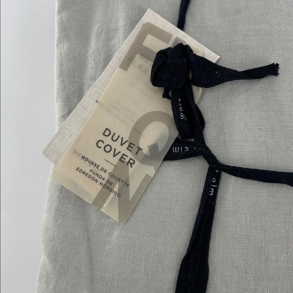 West Elm Belgian Flax Linen Gray Duvet Cover Size Full/Queen NWT